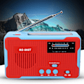 Miniatyrbild 5 av 8: RD-666T Bärbar solcellsdriven nödhandvev AM FM-radio med LED-ficklampa Röd