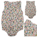 Miniatyrbillede 7 af 8: Nyfødt baby floral jumpsuit sommer ærmeløs revers body til spædbarn baby tøj abrikos 80cm