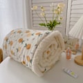 Miniatyrbillede 2 af 5: 100x150cm Plaid Tæppe Dobbeltsidet Vinter Blødt Varmt Børn Orange