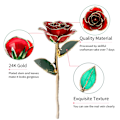 Miniatyrbild 2 av 8: Lång stjälk doppad 24 k guldrosa i presentförpackning med tydlig displayställning röda rosor för henne