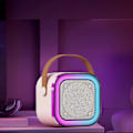 Miniatyrbild 7 av 8: Mini Karaoke-maskin Karaoke-högtalare med trådlös mikrofon ljuseffekter Bärbart karaokesystem med batteri för hemmafest Rosa med 2 mikrofoner