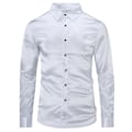 Pikkukuva 1 / 4: Miesten rento, valkoinen, kiiltävä, pitkähihainen, slim-fit-pukeutumispaita