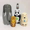 Miniatyrbild 3 av 7: Trädjur Nesting Dolls 5 Lager Ryska Nesting Dolls Present för Barn Vuxna