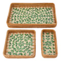 Miniatyrbild 5 av 8: 3 st Rattan Fruktbricka Rektangulär Fruktbricka Multifunktionell Förvaringsbricka för Hemma Restaurang Grön Pil