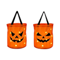 Miniatyrbilde 1 av 8: 2 stk LED Halloween godteriposer 12 tommer høye 10 tommer brede gresskar stil batteridrevne Halloween festposer for fest