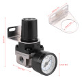 Miniatyrbillede 4 af 8: Pneumatisk regulator Justerbar lufttryk Kompressor Kontrolventil Måler G1/4 Tilslutning