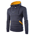 Miniatyrbilde 1 av 3: Dobbelbryst Høy Halshette Sportsgenser Pullover for Menn, Mørk Grå