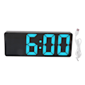 Miniatyrbild 1 av 8: Digital väckarklocka USB batteridriven Stort blått nummer Desktop LED-spegelklocka med Temp Display för kontor i sovrummet