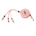 Miniatyrbillede 1 af 8: 3 i 1 Multi Retractable Charger Cable 3A med TypeC/til IOS/Micro USB Connector 1.1M(Pink )