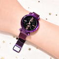 Pikkukuva 8 / 8: Mesh watch Starry Sky kellotaulukuvioinen naisten watch (violetti)