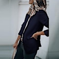 Miniatyrbillede 5 af 5: Elegant Dame Langærmet Business Jakke - Casual Arbejde Cardigan Blazer 3XL Mørkeblå