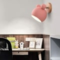 Miniatyrbillede 2 af 5: Nordisk Stil Sød Træbjørn Indendørs Væglampe Sengelampe Læselampe til Soveværelse Stue Børneværelse (Pink)