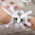 Miniatyrbillede 4 af 5: Smukke håndbånd Blomster Brudebrudepige Håndled Corsage Prom Bryllupsdekorationer (sølv)