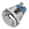 Pikkukuva 3 / 7: 5kpl / set 16mm 250V metalli vedenpitävä 2Pin minipainikekytkin (ulkeutuva pää) hopea
