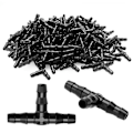Pikkukuva 1 / 3: (190 kpl) 4/7 mm muovinen T-liitin letkulle, piikikäs T-liitin puutarhan kasteluletkulle
