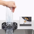 Miniatyrbilde 6 av 8: Høytrykksvask for glass i rustfritt stål, automatisk trykknappkran, koppvasker for hjem, kafé, bar, svart koppvasker kun