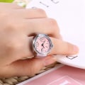 Miniatyrbilde 5 av 8: 1 Stk Fasjonable Kvinner Menn Kvarts Analog Rund Finger Ring Love Watch (rosa)