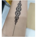 Miniatyrbillede 4 af 4: 10 Ark Black Midlertidige Tattoo Stickers til Voksne Kvinder Piger Fjer Mandala Blomst Kunst Kroppen Arm Store Tatoveringer Ark Blonder Bryllup Midlertidige Tatoveringer
