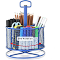 Miniatyrbillede 1 af 4: Mesh Skrivebordsorganisator, 360 Graders Roterende Multifunktionel Penholder, 4 Rum Skrivebordsstation