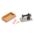 Pikkukuva 2 / 8: Nukkekodin miniatyyriompelukone Vintage-tyyli Elävä 1/12 Nukkekodin ompelukone Malli koristeluun Puun väri