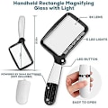 Miniatyrbilde 5 av 5: Rektangulær leseforstørrelsesglass med 5 LED-lys, 3X Stort leseforstørrelsesglass med LED