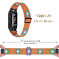 Pikkukuva 5 / 5: Fitbit Inspire 3 Nylon-punottu Solo Loop -urheiluranneke - Musta Oranssilla Daisy-kuviolla