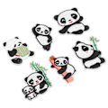 Miniatyrbilde 5 av 8: 6 stk Panda broderilapp med skyggelegging for å skjule flekker og skader i ulike stiler Panda strykemerker for DIY-håndverk, veske og sko