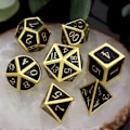Miniatyrbillede 4 af 4: Blodplettede Metal DND Terninger Sæt Blodplettede Terninger D&D Polyhedrale RPG Terninger (Guld Sort)