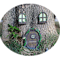 Miniatyrbillede 4 af 5: Miniature Dør Og Vinduer Træfeer Gløder I Mørket Havekunst Skulptur Dekoration Til Børneværelse Vægge Og Træer