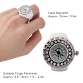 Miniatyrbilde 7 av 8: Finger Ring Watch Shining Rhinestone Decoration Quartz Ring Watch for WomenWhite