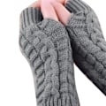 Miniatyrbilde 7 av 8: 1 par strikkede halvfingerhansker Jacquard akryl varme tykke myke grå hansker for vinter