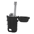 Miniatyrbillede 8 af 8: USB Genopladelig Lighter Vindtæt Dual Arc Lighter Vandtæt Flammeløs Elektrisk Lighter med Hængende Hul til Camping Sort