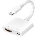 Pikkukuva 1 / 5: Lightning–HDMI-sovitin, 1080P digitaalinen synkronointinäytön muunnin AV-sovitin latausportilla, yhteensopiva iPhone 12/11/XS/XR/X/8:n ja iPadin kanssa HDTV:ssä/näytössä