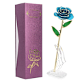 Miniatyrbilde 1 av 8: 24K gullforgylt roseblomst himmelblå for valentinsdagdekorasjoner ornamenter håndverk