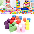 Miniatyrbild 5 av 8: 2 set färgade block set furu trä barn geometri upplysning tidig utbildning leksak 25 st färgade block 25 mm