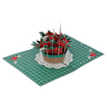Miniatyrbilde 4 av 8: 3D julekort blomsterkurv utsøkte detaljer popup gratulasjonskort med konvolutt for gavetemafester