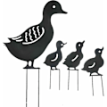 Miniatyrbillede 1 af 4: 4 STK Metal Havepynt, Andeformede Silhuetter, Haveplæne Sti Fortovsdekoration, Sort