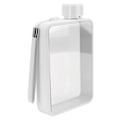Miniatyrbillede 5 af 8: Flad vandflaske i plast, lækagesikker, transparent, firkantet, bærbar A5-papir vandflaske 380ml hvid