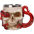 Miniatyrbillede 1 af 5: Kranie Ølkrus Tekop Skelet Resin Tankard Kaffekrus, 3D Udskæring Dobbeltsidet Kranie M-UG til Fars Dag Bar Halloween