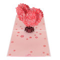 Miniatyrbilde 2 av 8: Hjerteformet Sakura 3D gratulasjonskort Utsøkt gravering Skrivbar 3D gratulasjonskort for Valentinsdag morsdag