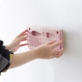 Miniatyrbillede 5 af 8: Vægmonteret skoreol, klæbende, foldbar, pladsbesparende PP dør skoholder til badeværelse, pink, fri størrelse