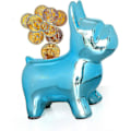 Miniatyrbild 5 av 5: Keramisk Bulldog Spargris för Pojkar Flickor, Pengabox för Barn, Myntbank Minnessak med Plastpropp, Fransk Bulldog Sparbössa, Barnrumsinredning (Blå)