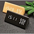 Miniatyrbild 5 av 5: Triangulär väckarklocka i trä kreativ ljudkontroll LED temperatur och luftfuktighet digital elektronisk klocka i trä vitt trä vitt ljus Rått trä