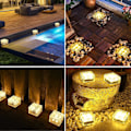 Miniatyrbilde 5 av 5: Solcellelamper Utendørs, 4 Stk Vanntette Solcelle Ground Lights, 8 Lysmoduser LED Solcelle Hagelys for Terrasse Plen Vei Dekk Trapper (Varm Hvit)