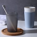 Miniatyrbild 4 av 5: Stor kapacitet tandborste kopp - Set om 2 (vit och grå) för hemmatvätt