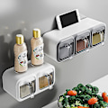 Miniatyrbild 5 av 5: Väggmonterad multifack kryddburk för hemmakök, 1-pack, spikfri, förseglad, 32*11*1 cm