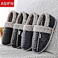 Miniatyrbillede 5 af 5: Vinter Vandtætte Herre Læder Slippers - Stor Størrelse, Pelsforet, Indendørs/Udendørs, Par Hjemmesko 40-41(passer 39-40) Rød-B