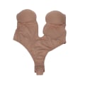 Miniatyrbilde 2 av 8: Ett stykke undertøy Ryggløst, elastisk, pustende push-up bodysuit for kvinner med klare stropper for kjole med lav rygg Mørkebrun