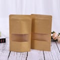 Miniatyrbillede 2 af 7: 50 stk. Stand Up Pouch Bags Kraft Pouches med Tear Notch og Matte Vindue Genlukkelige Zip Lock Fødevareopbevaringsposer