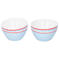 Miniatyrbillede 5 af 8: 4 stk. 6 tommer salatskål middagsserveringsskålsæt køkken imitation porcelæn middagsstel lyseblå gitter